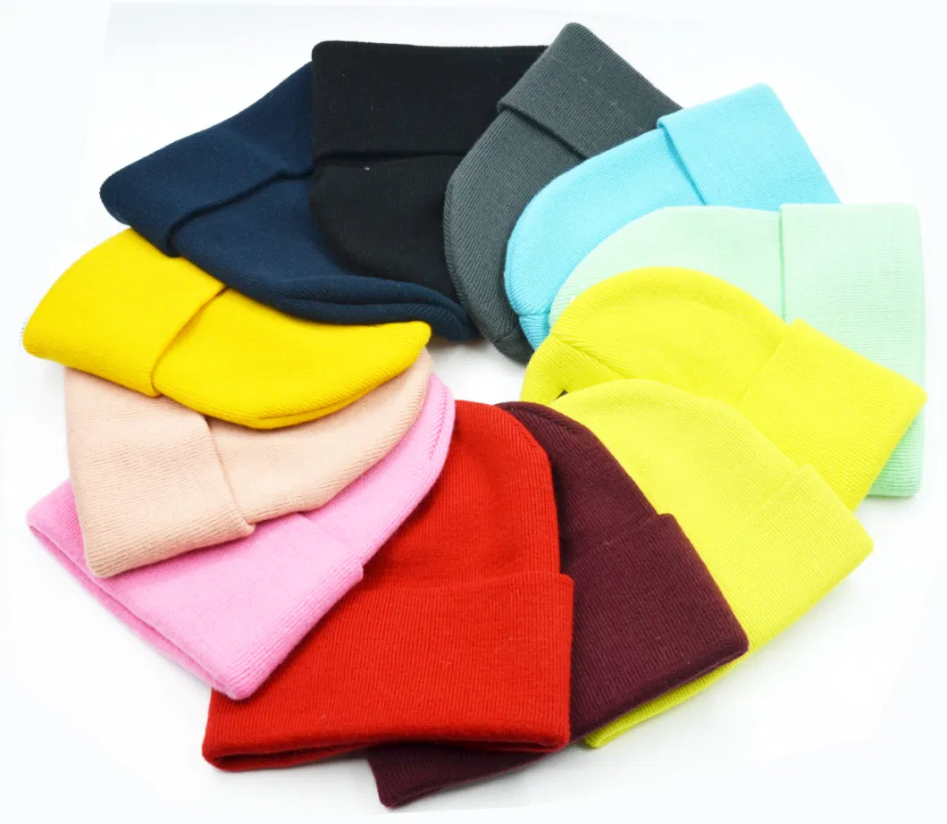 Plain Solid Colors Unisex Winter Knitted Beanie Hats