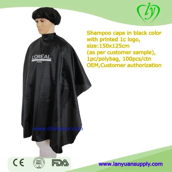 Black Waterproof Shampoo Hair Cutting Cape