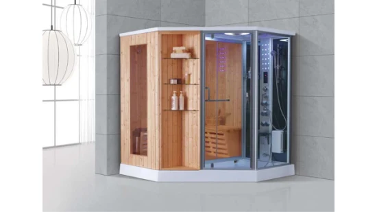 Cabine de sauna com chuveiro de produto SPA feita de madeira