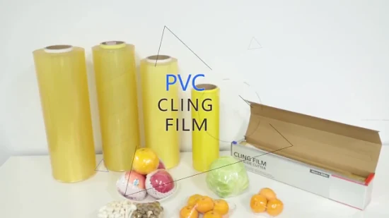 O PVC transparente do produto comestível adere-se filme de estiramento plástico do PVC do alimento do envoltório do filme